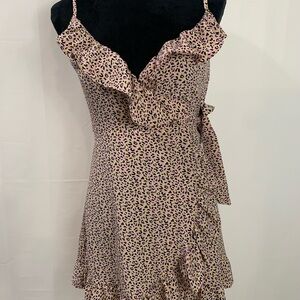 Topshop Pink Leopard Print Mini Dress